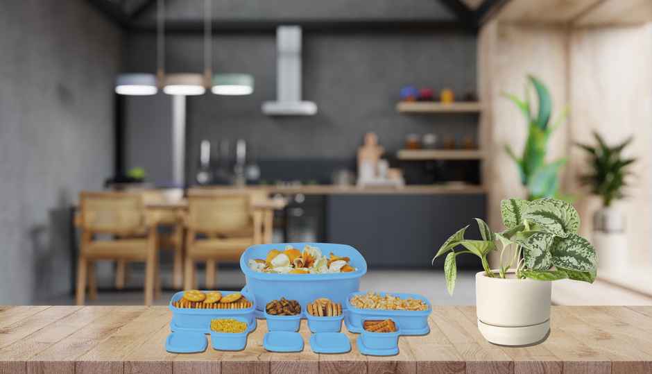 Princeware Store Fresh Container Set of 7 Pcs | 2850 ml-1 Pc |475 ml-2 Pcs |100 ml-4 Pcs Blue