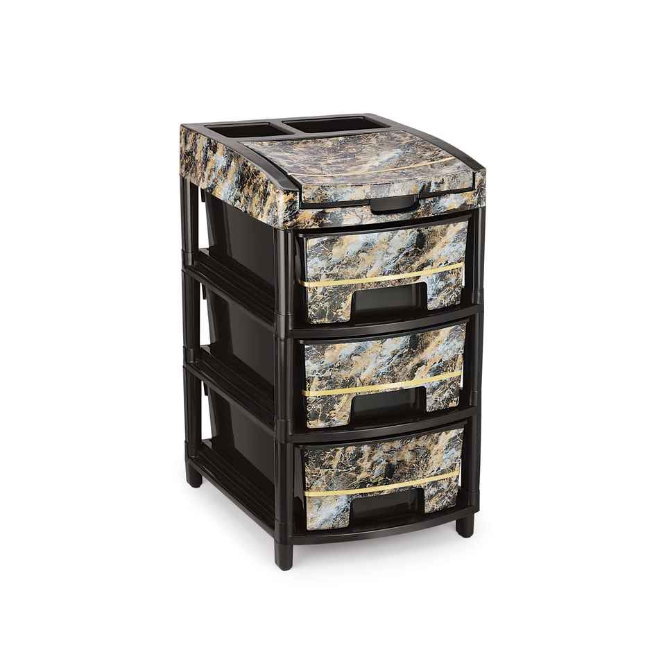 Liza Industries Orry 3 Big Drawer With Marble Foil & Extra Compartment (Colour May Vary)