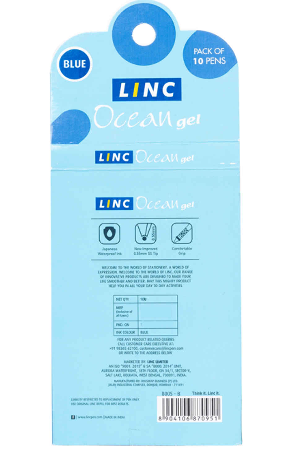 Linc Ocean Gel 0.6 mm Pens, Blue Ink