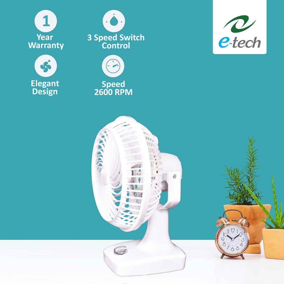 Etech AiriOnn Table and Wall Fan| Sweep 230mm (9) | RPM 2400, 2600 | Wattage 65W | High Speed