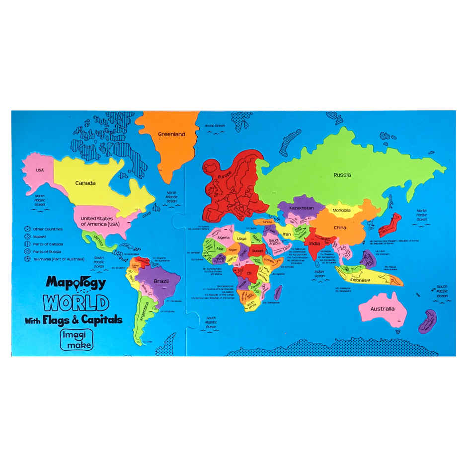 ImagimakeMapology World Flags & Capitals Puzzle | Geography Learning Toy | Flag Recognition Game