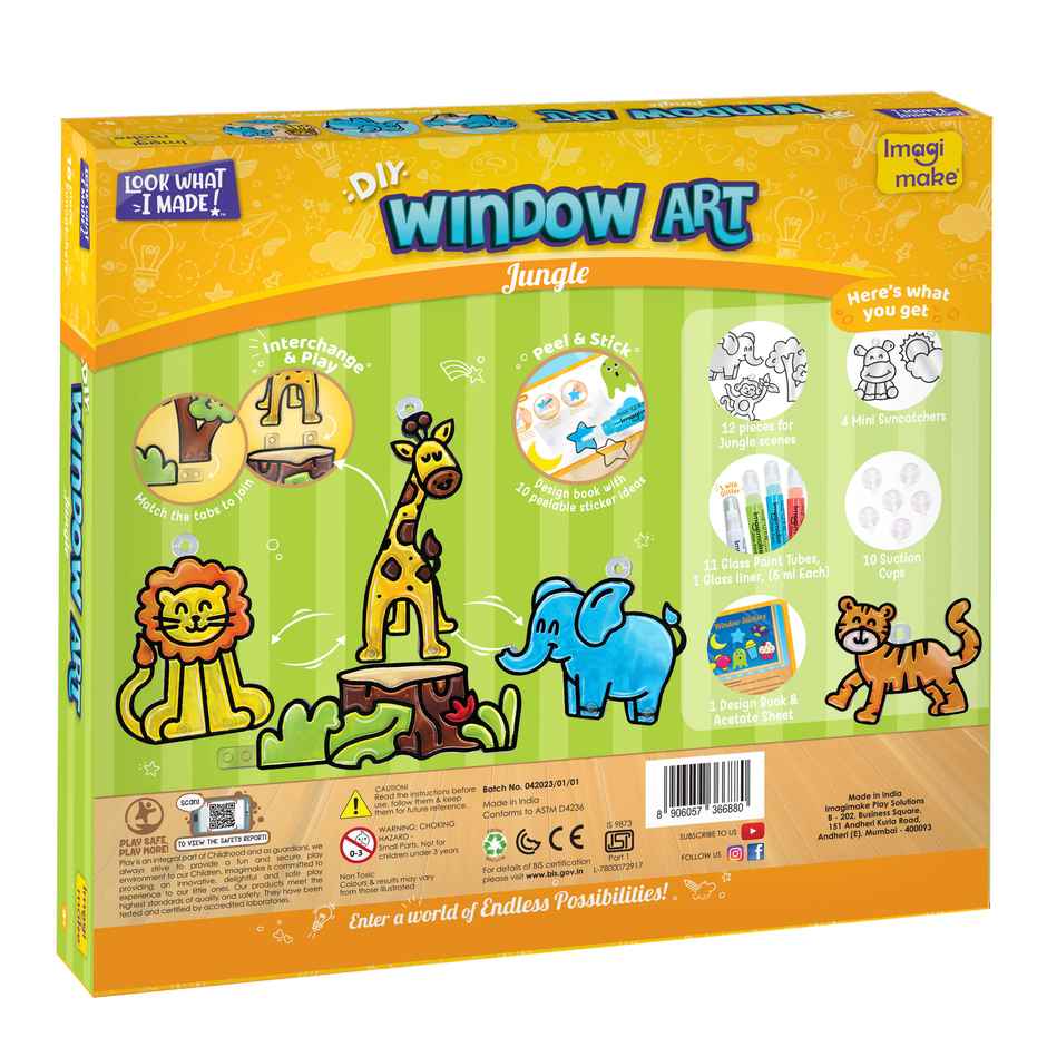 Imagimake Window Art | Jungle | Decorative Glass Painting Toy | Window Art for Kids