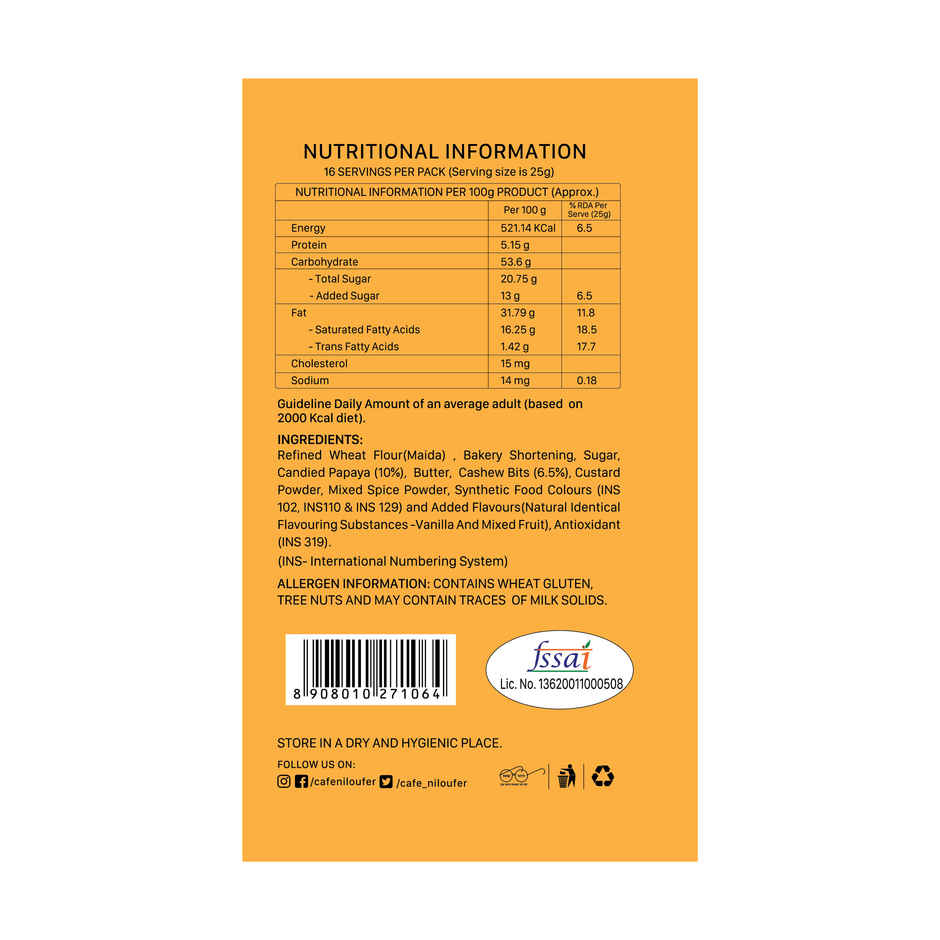 Cafe Niloufer Fruit Biscuits Rich in Tutti-Frutti & Crunchy Cashews