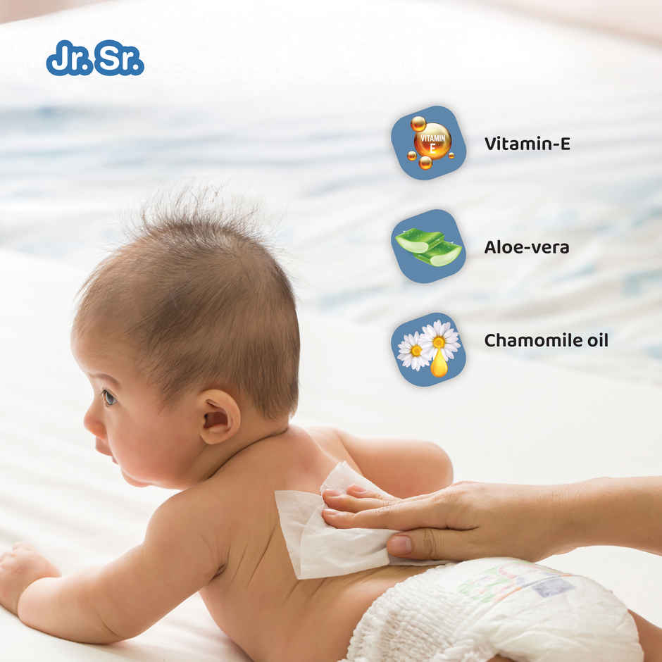 Jr. Sr. Baby Wipes Enriched with Vitamin E Aloe Vera and Chamomile Oil