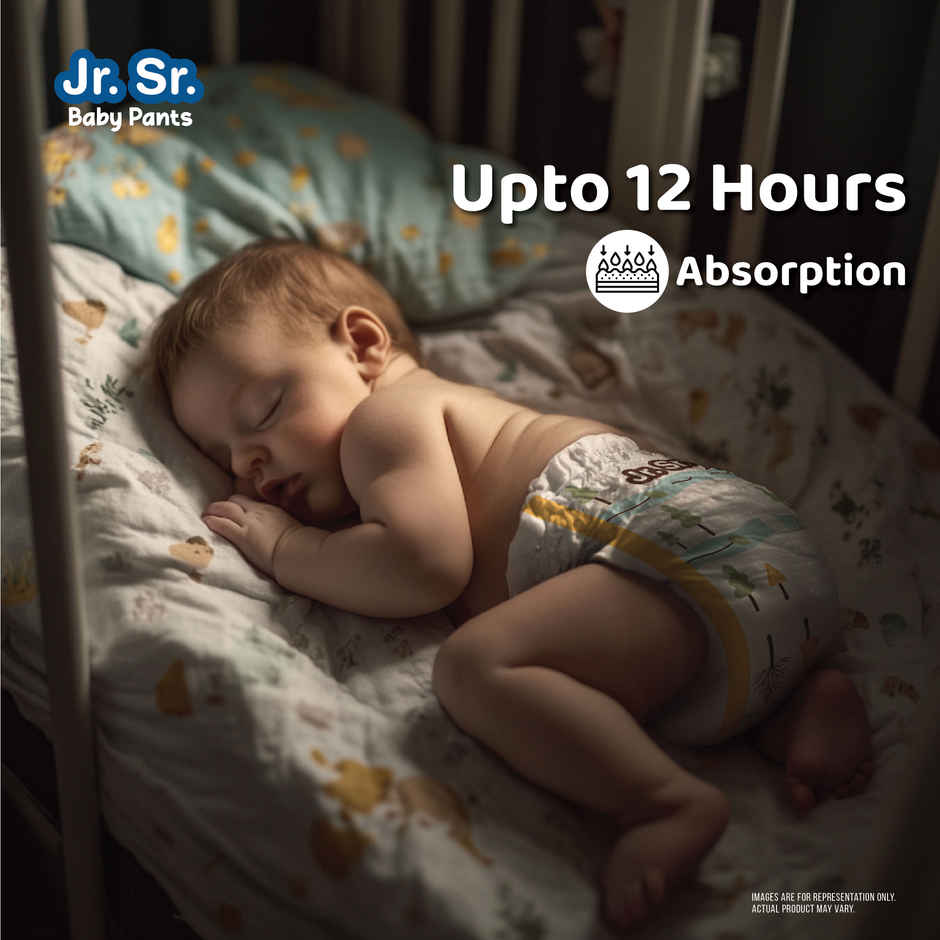 Jr. Sr. Baby Pant Style Diaper | 2XL | 42 pcs | Upto 12 Hours Protection, Wetness Indicator