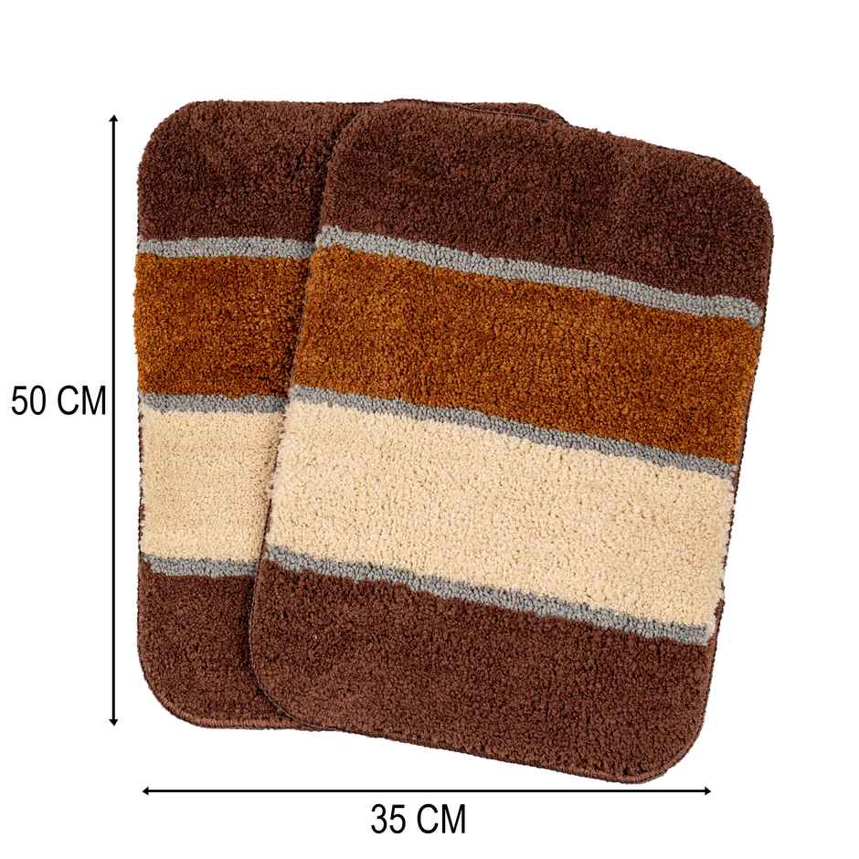 Saral Home TRIS Microfiber Anti-Skid Bath Mats | 35 x 50 cm | Brown