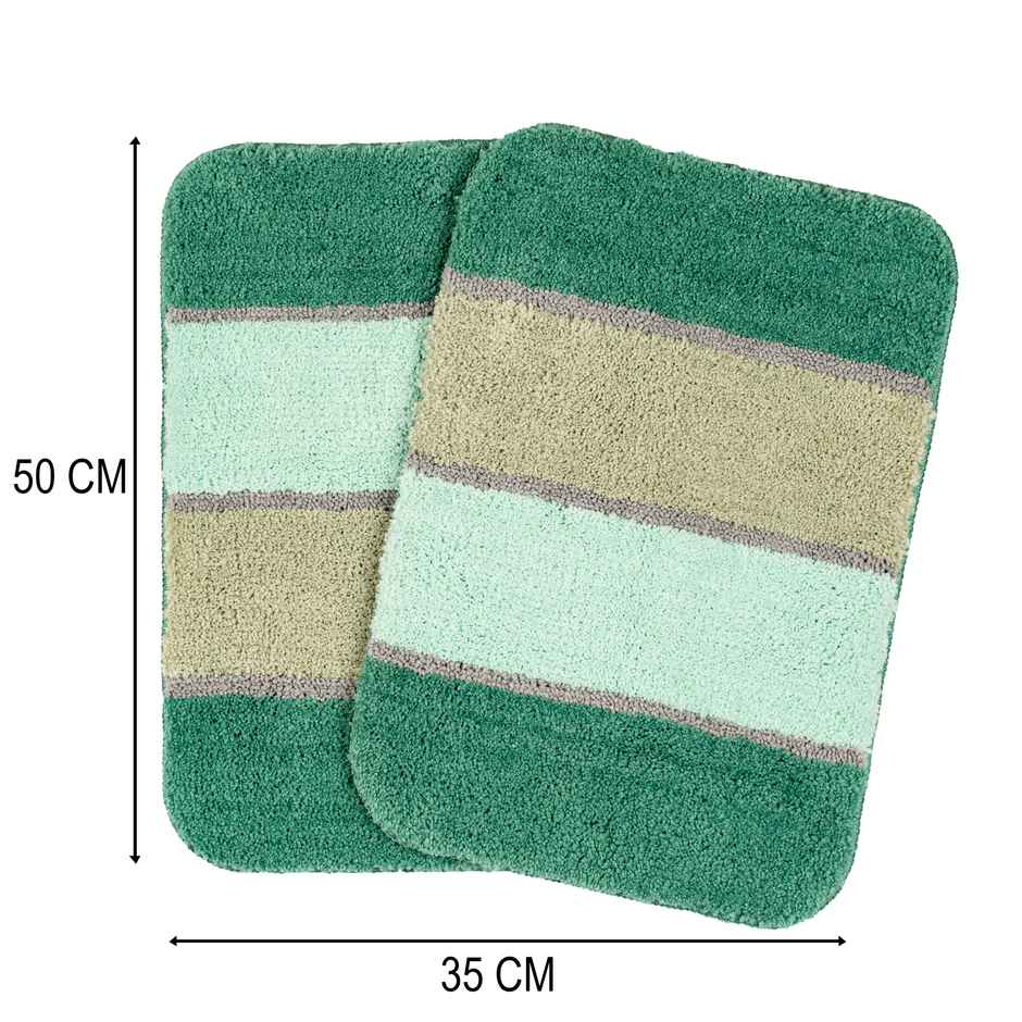 Saral Home TRIS Microfiber Anti-Skid Bath Mats | Green | 35 x 50 cm