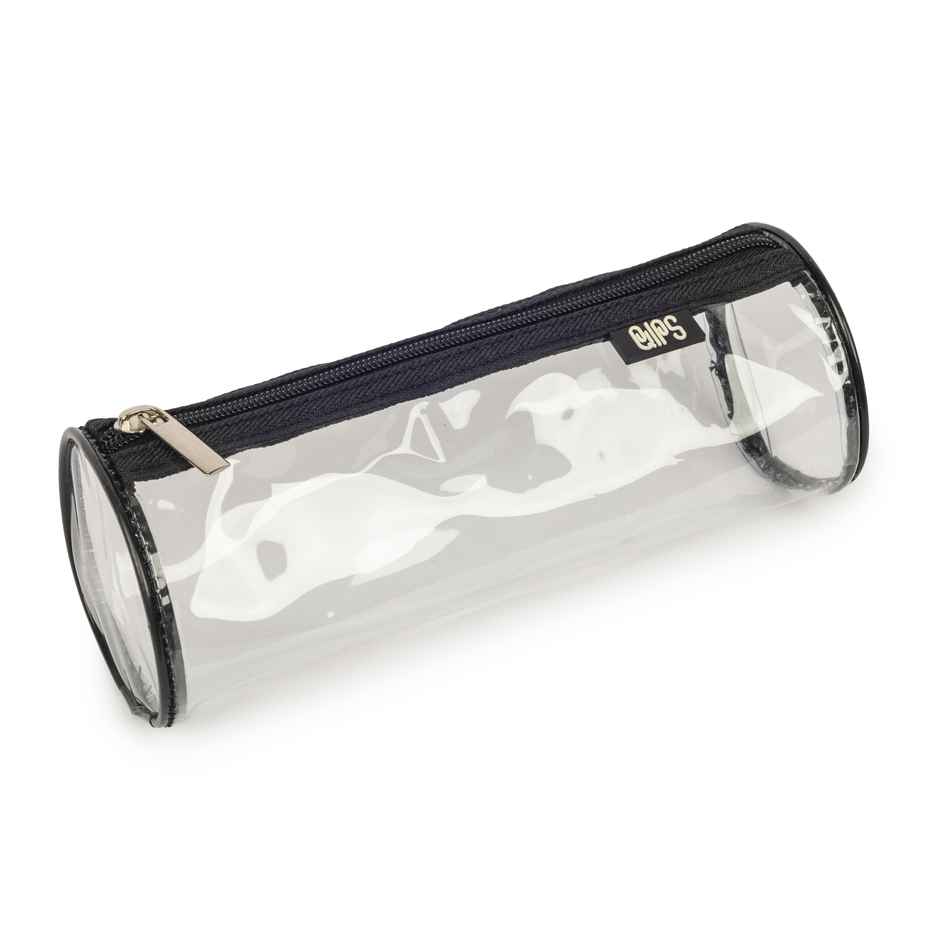 Qips Zip Closure Transperent Pencil Bag | 06015-Qips Black