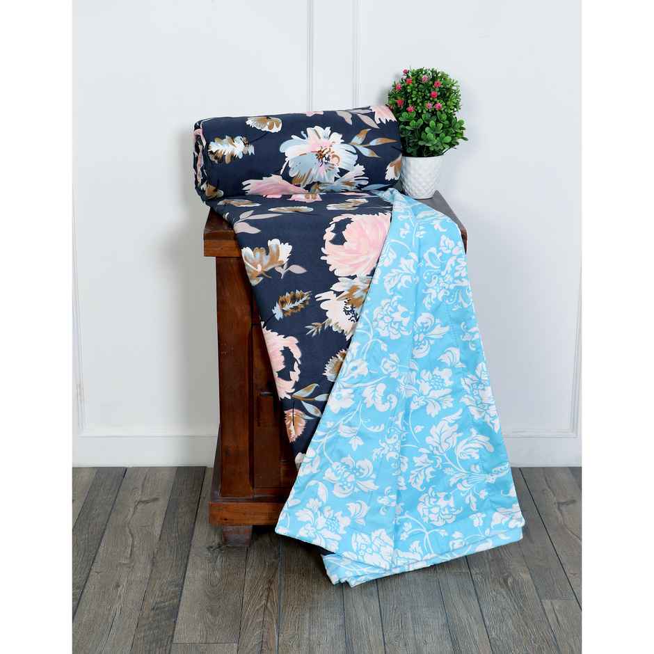 Dream Living Dohar | Premium Super Soft Lightweight Super Soft | Reversible | Navy Blue, Sky Blue