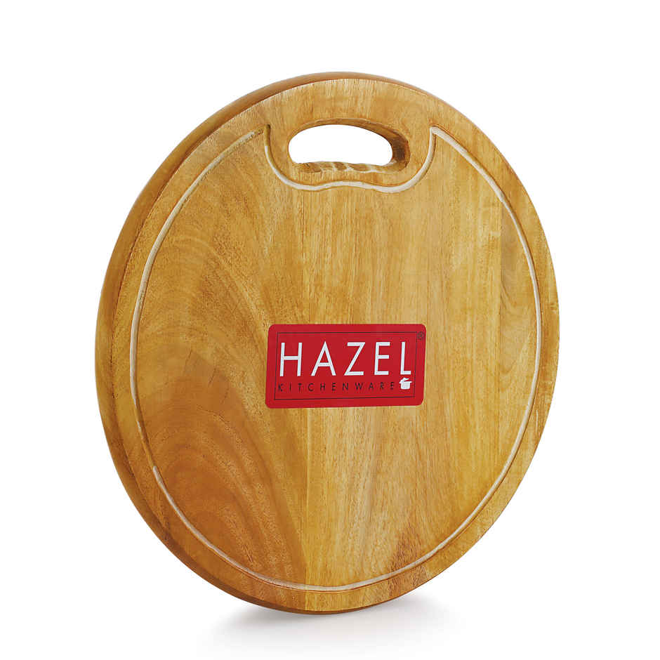 Hazel Round Wooden Chopping Board, 12 Inch Diameter, Neem Wood, Thick For Kitchen