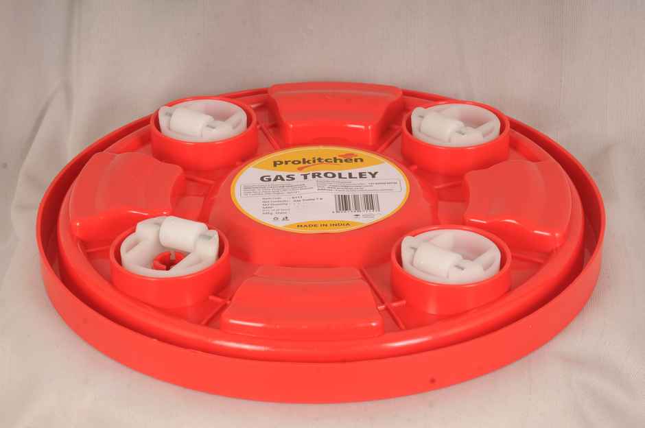 Proclean Hard Plastic Gas Cylinder Trolley | 4 Rollers | Red