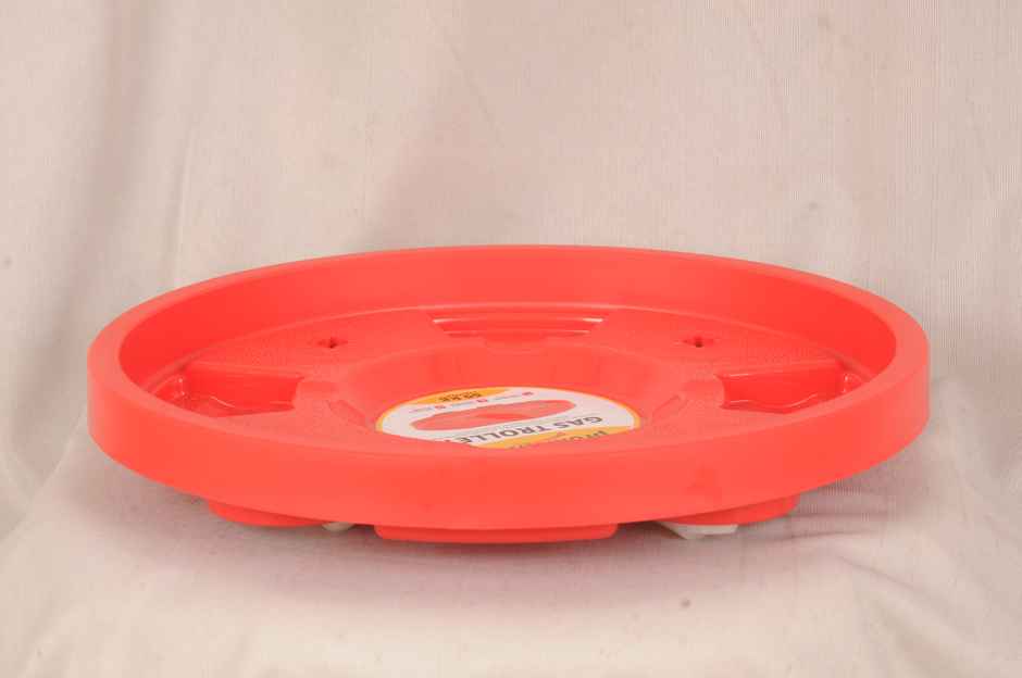Proclean Hard Plastic Gas Cylinder Trolley | 4 Rollers | Red
