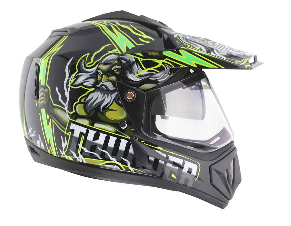 Vega Off Road D/V Thunder Lightweight Full Helmet- Black Green - L