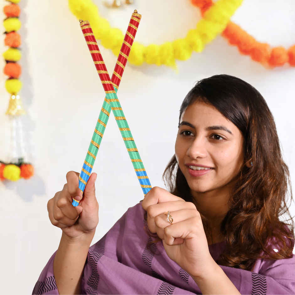 Dandiya | Multicolour - One Pair | Satvik Combo