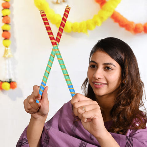 Dandiya Sticks | Multicolour | One Pair | Satvik