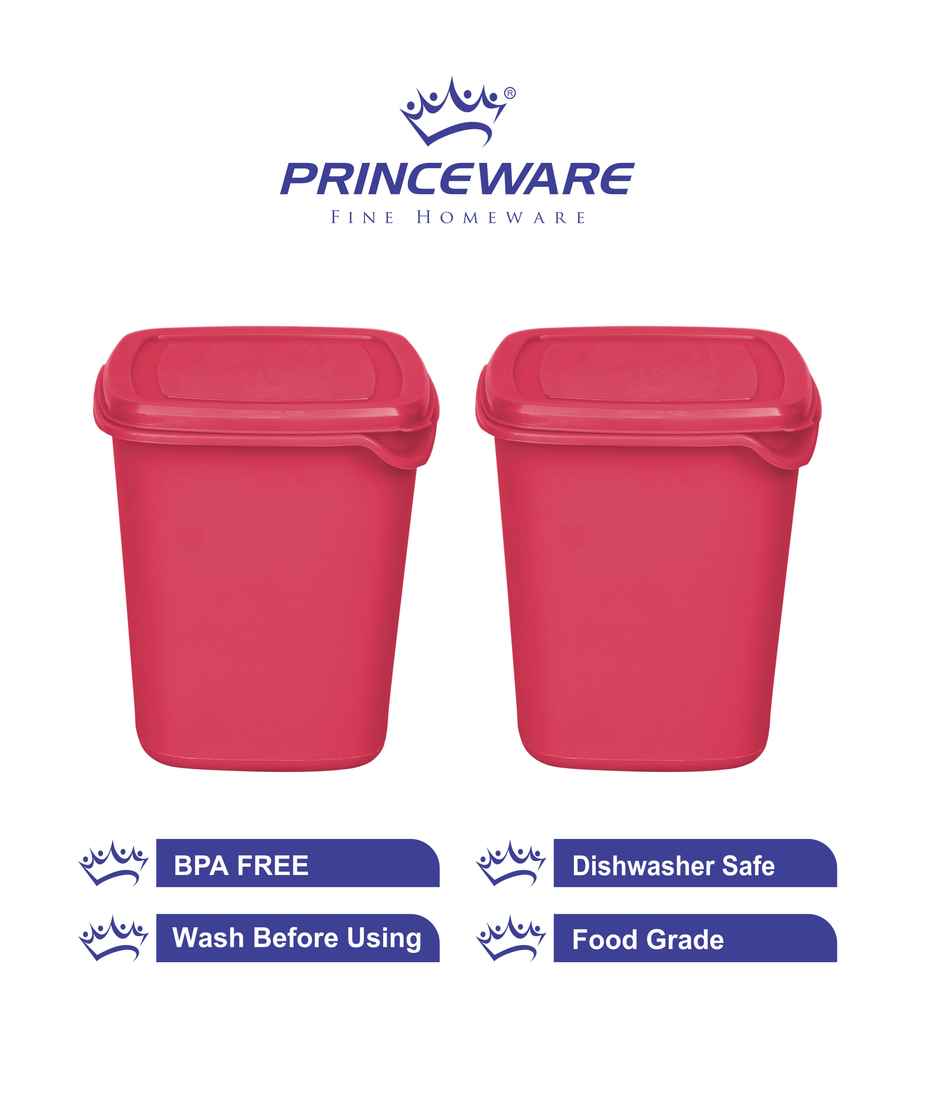 Princeware Pilot Kitchen Storage Container Set of 2 Pcs | 850 ml Each- Pink