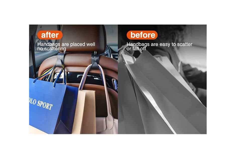 Motorzee Car Seat Headrest Hook Hanger Storage Organizer Universal Vehicle Car S Type | Black