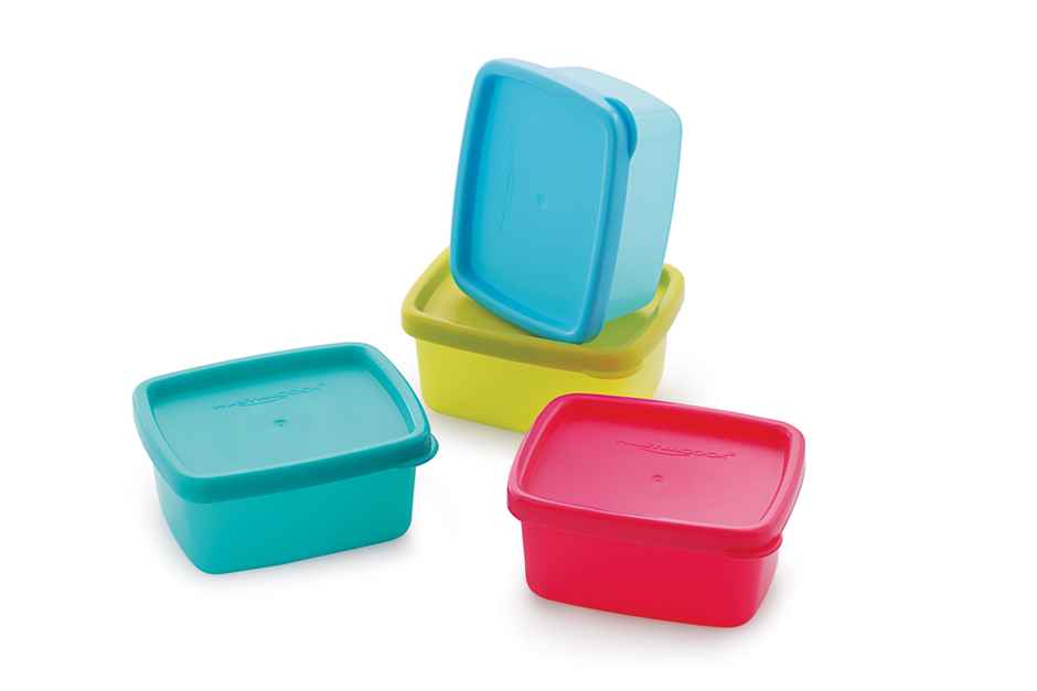 Mastercook Pp 242 Rectangle 4 Pcs Set Multi Colour Containers 110 ml Each