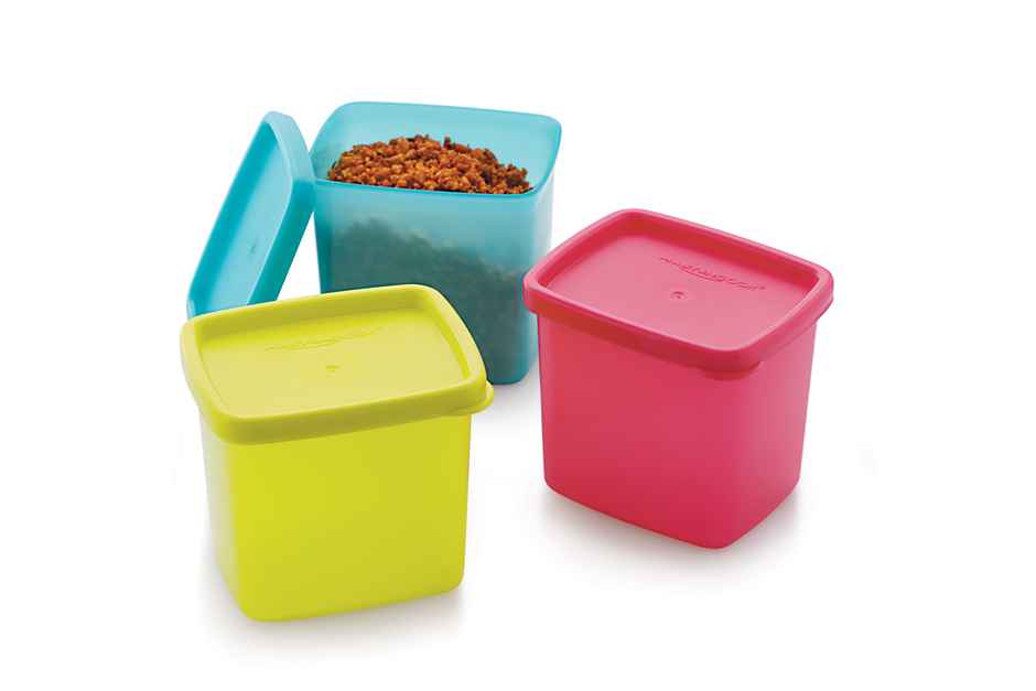 Mastercook Pp 243 Rectangle 3 Pcs Set Multi Colour Containers 225 Ml Each