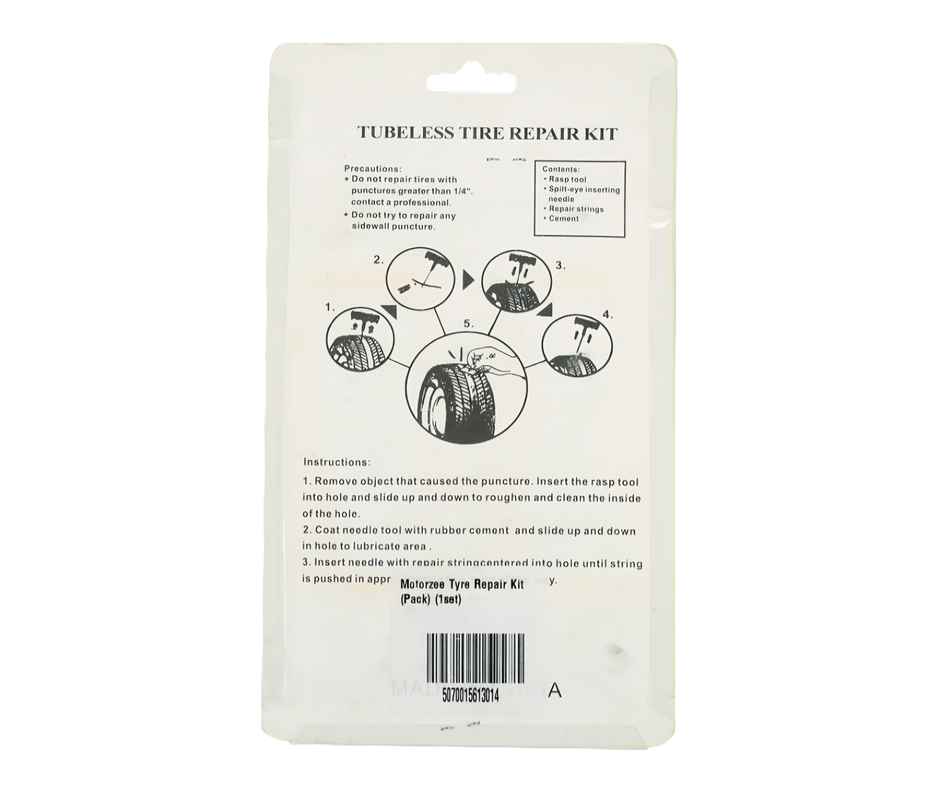 Motorzee Universal Tubeless Tyre Puncture Kit for Cars Bikes Trucks Autos