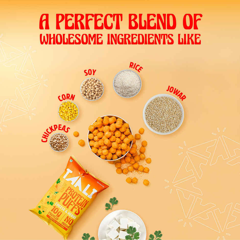 Taali Protein Puffs | Cheese Balls, Roasted, Corn & Jowar Puff, No Maida