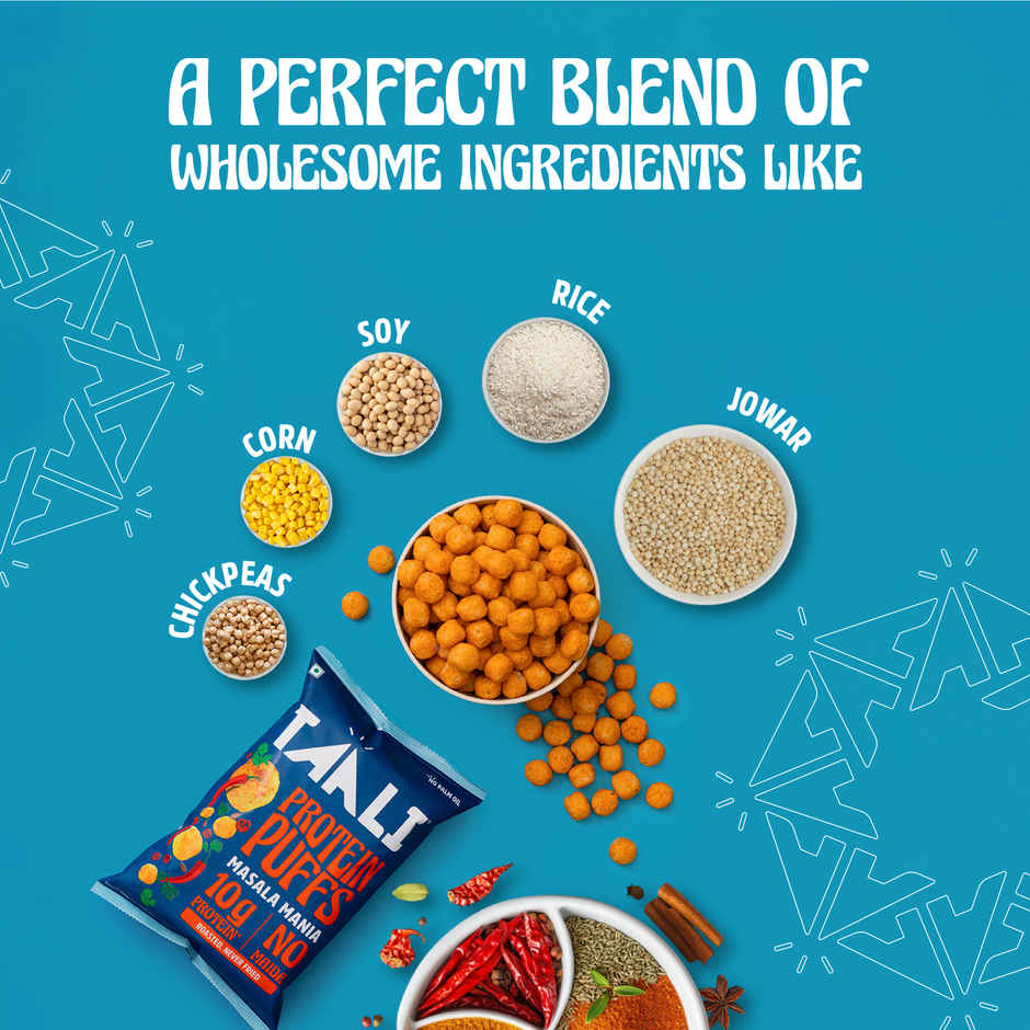 Taali Roasted Protein Puffs|Masala Mania| Protein Rich , No Maida | Cheeseballs Combo