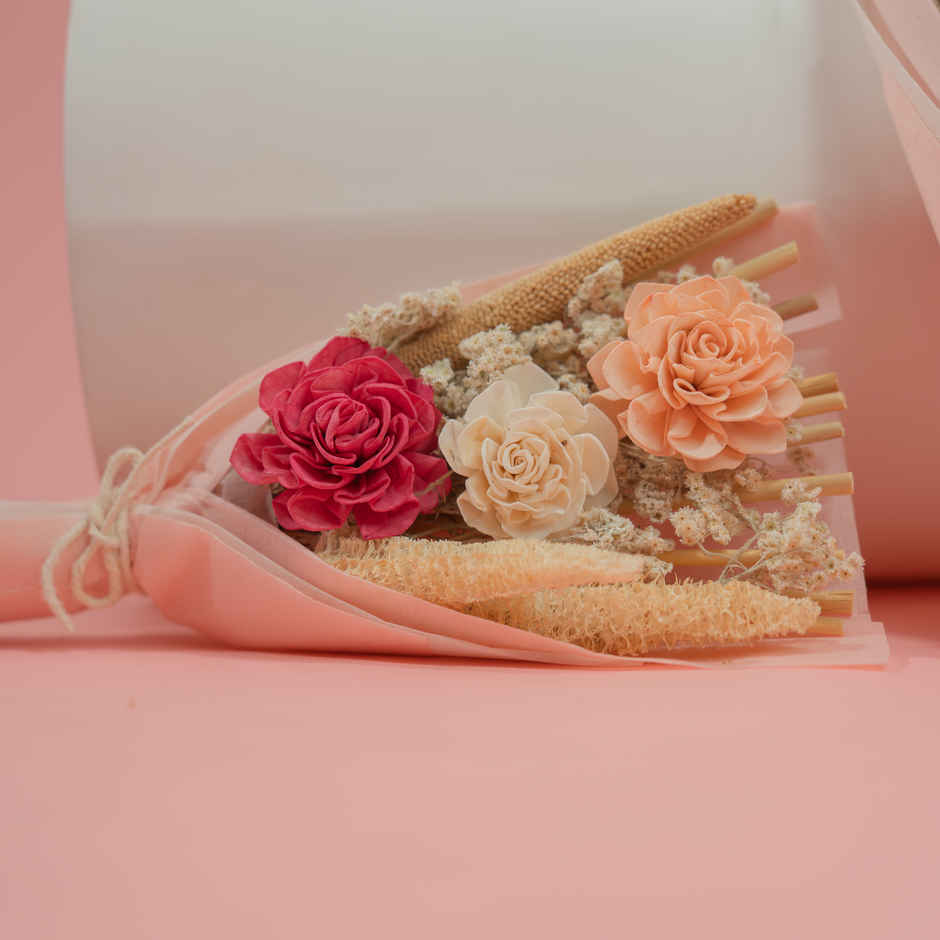 Blush Pink Carnation and Rose Love Dried Flowers Bouquet | Ideal for Gifting | Poshh