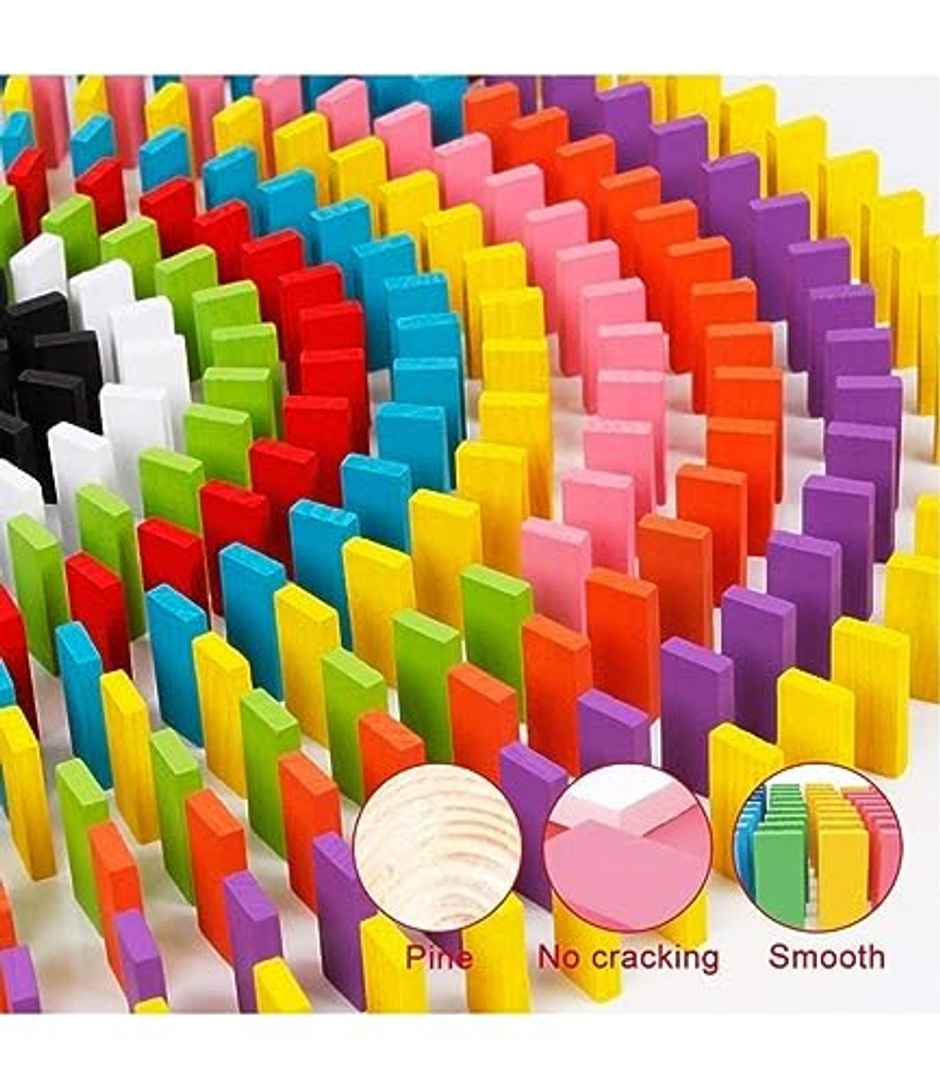 Storio 120 Pcs 12 Color Wooden Dominos Blocks Set