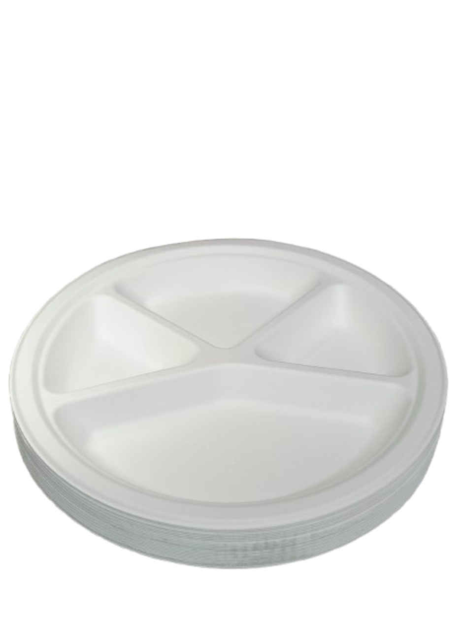Disposable Round Tray Plate | Pack of 25 | 10 inch | Sn Cd 11 | Antzco