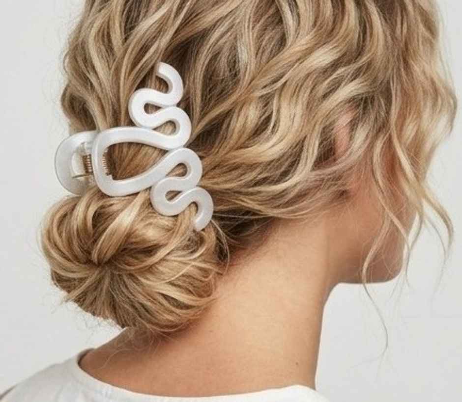 The Opal Factory Hair Accessories | Wiggle Hair Claw Clip | Metallic White, Rosegold, Brozce