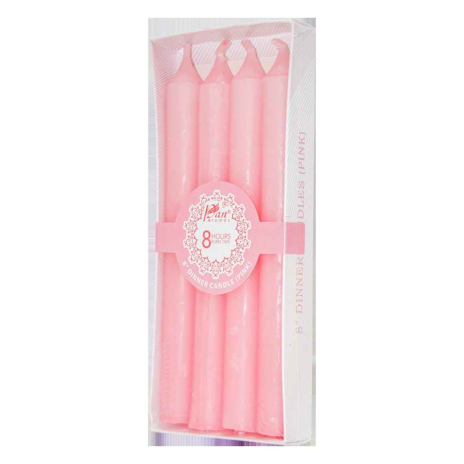 Dinner Decorative Candle | Pack of 4 | 20 cm | Pink | Home Decor | Pan Aromas