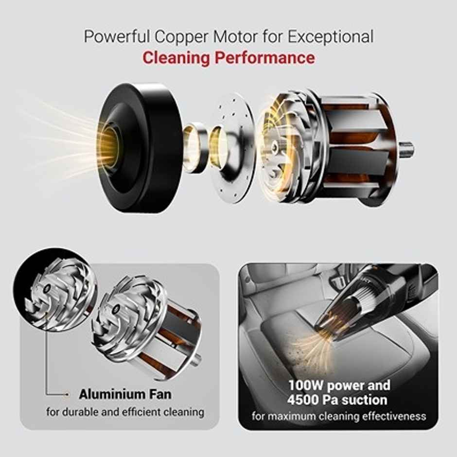 Dylect Sweep 200 Car Vacuum Cleaner | 100W | 4500Pa Suction | HEPA Filter | Copper Motor