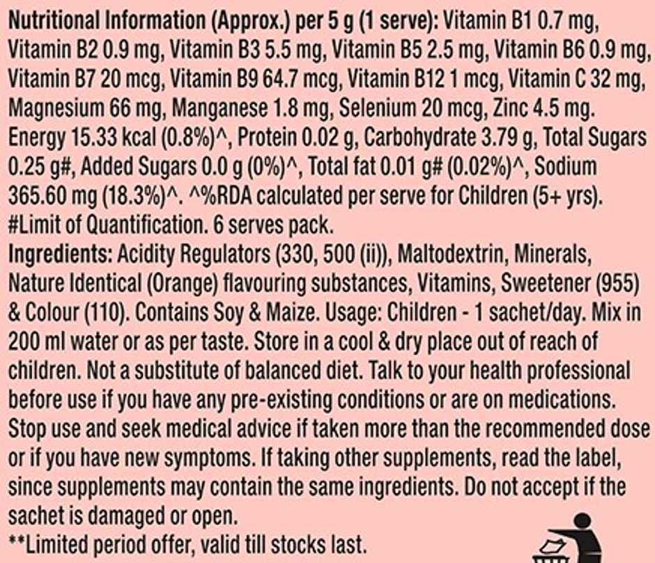 Centrum Kids Recharge - Fizzy Drink Mix with Vitamin C, Zinc & More - Pack of 6 Sachets
