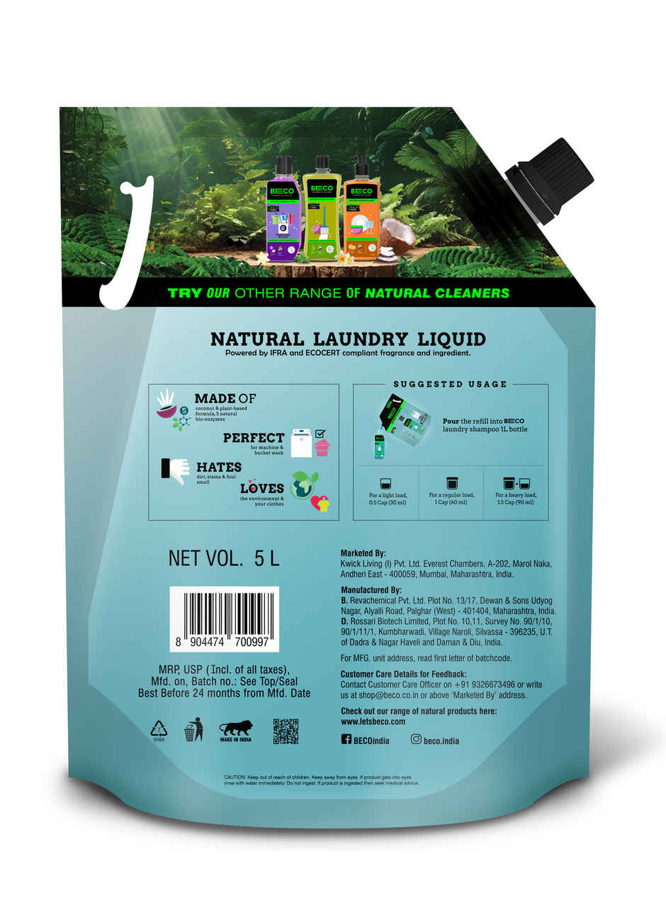 BECO Top Load Laundry Detergent Liquid Refill Pouch