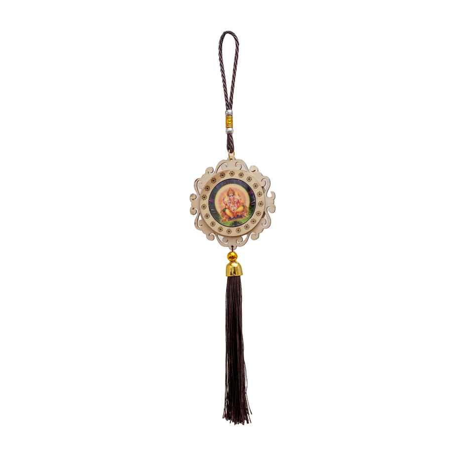 Ganesh Ji Round Wooden Car Hanging Decorative | Divine Vibes | Ganesh Chaturthi Specials