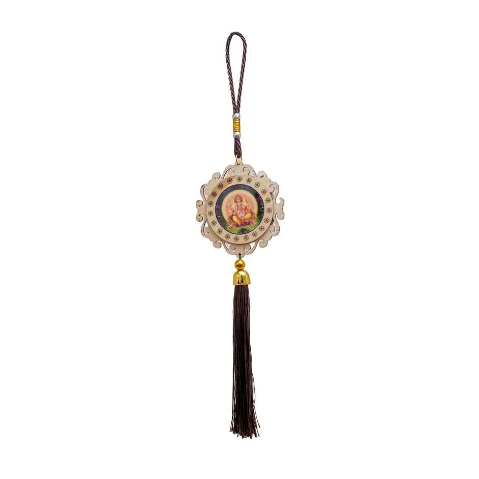Ganesh Ji Round Wooden Car Hanging Decorative | Divine Vibes | Ganesh Chaturthi Specials