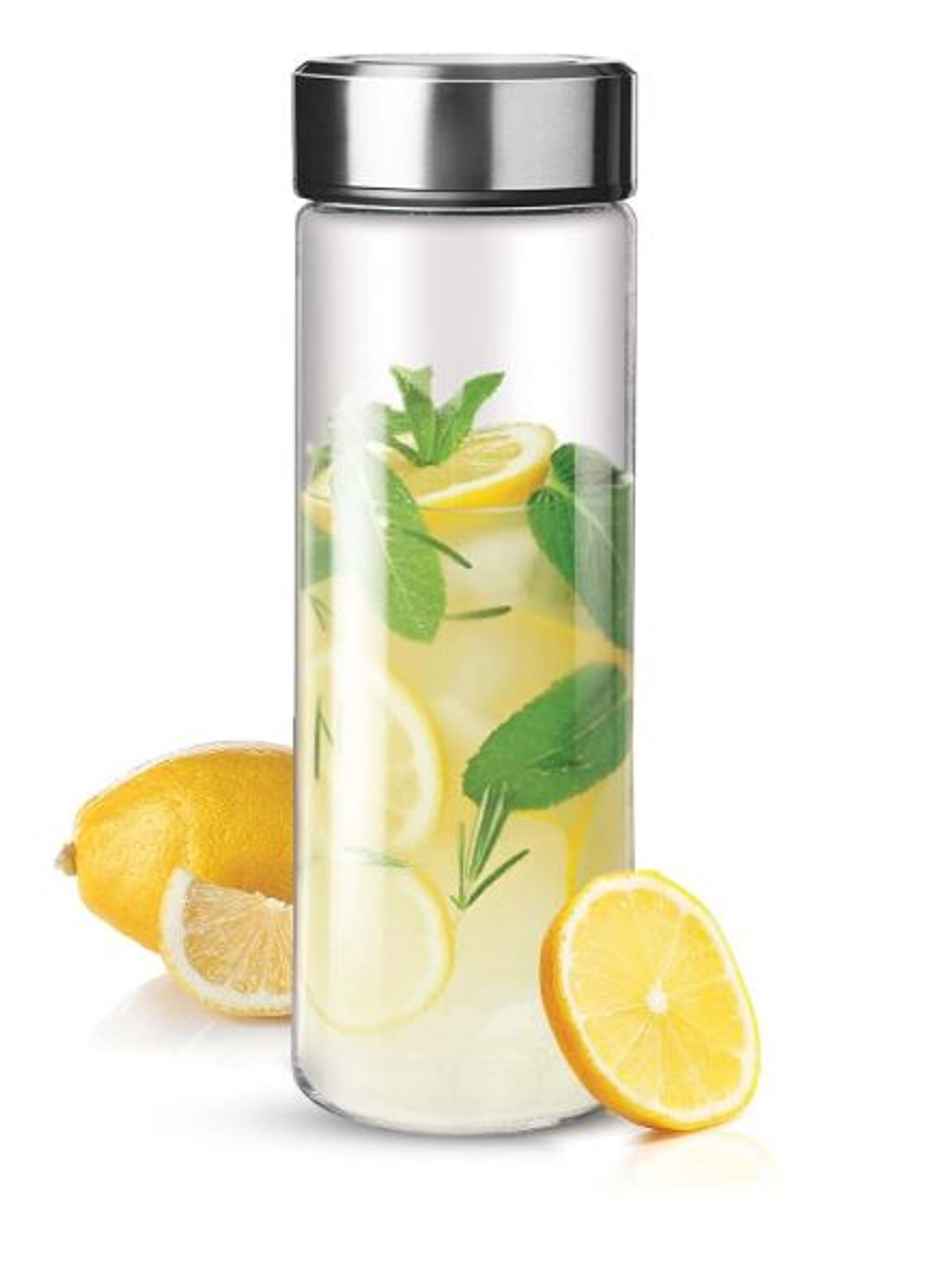 Treo By Milton Borosilicate Crystal Glass Bottle, 500 ml, Glaze Steel