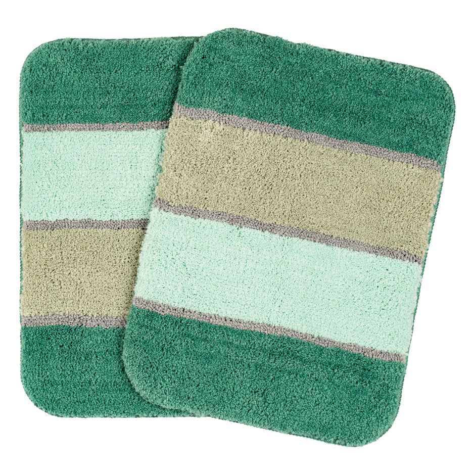 Saral Home TRIS Microfiber Anti-Skid Bath Mats | Green | 35 x 50 cm