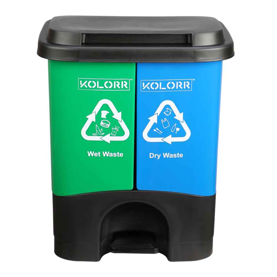Kolorr Mega Twin-Bins Recycling Dry And Wet Waste Garbage Modern Design Plastic Dustbin - 30L
