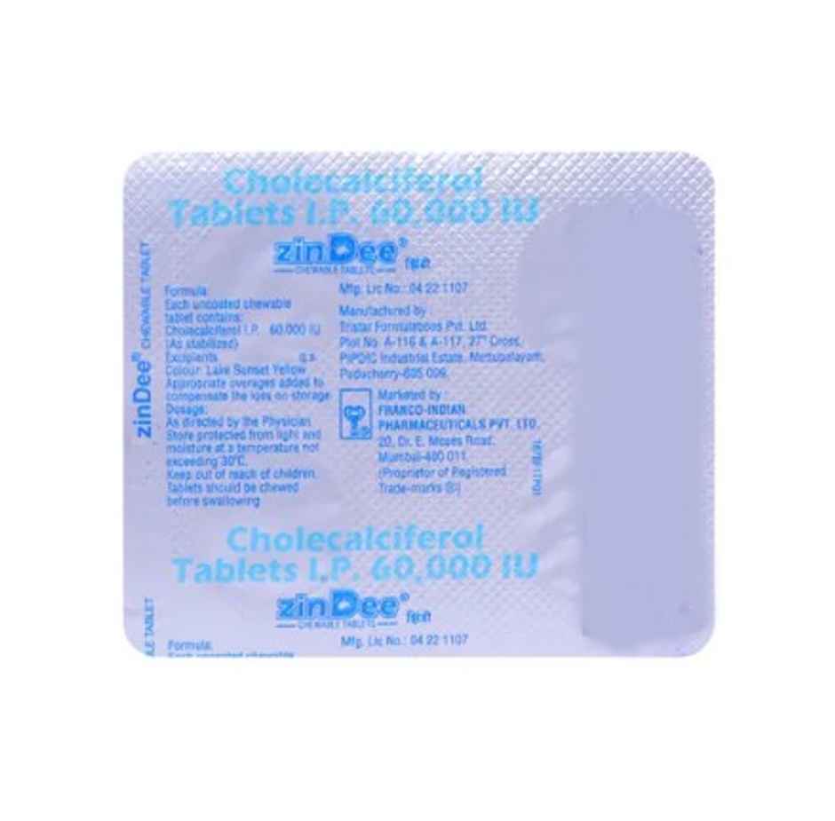 Zindee 60000 IU Vitamin (D3) Chewable Tablet