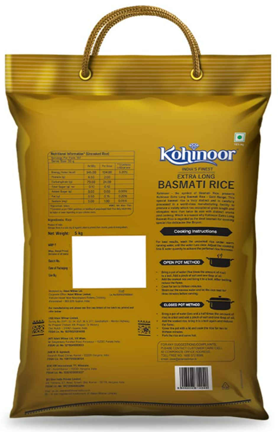 Kohinoor Gold India's Finest Extra Long Authentic Basmati Rice