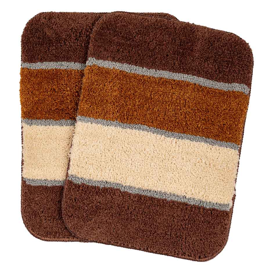 Saral Home TRIS Microfiber Anti-Skid Bath Mats | 35 x 50 cm | Brown