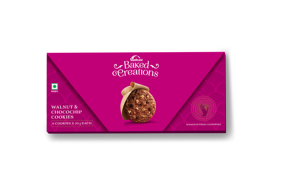 Walnut & Chocochip Cookies Crafted with Californian Walnuts by Sunfeast Baked Creations