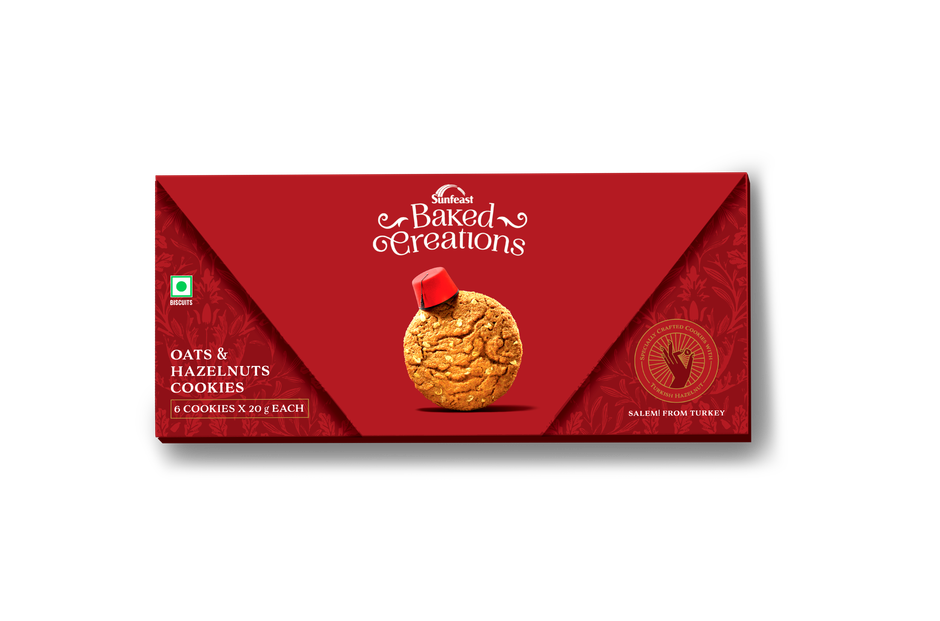 Oats & Hazelnut Cookies Crafted with Turkish Hazelnuts by Sunfeast Baked Creations