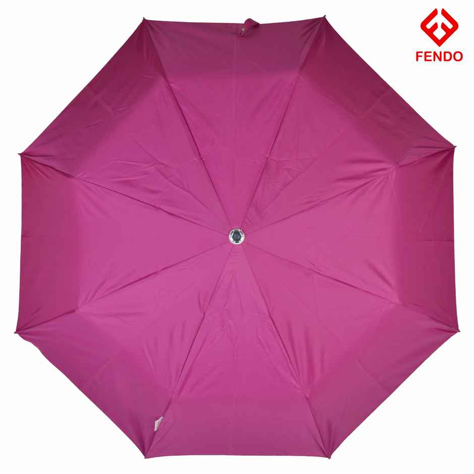 Fendo Aura 3 Fold Hand Open 21.5 Inch Sun & Rainproof Regular Umbrella For Men & Women | Rani Pink