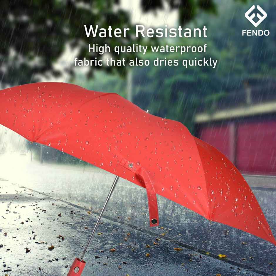 Fendo 3 Fold Auto Open 23.5 Inch Sun & Rainproof Regular Umbrella For Men & Women | Red