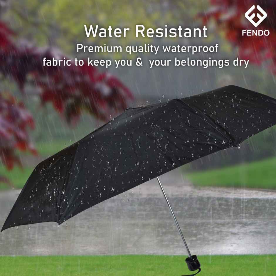 Fendo 3 Fold Hand Open 21.5 inch Black Umbrella