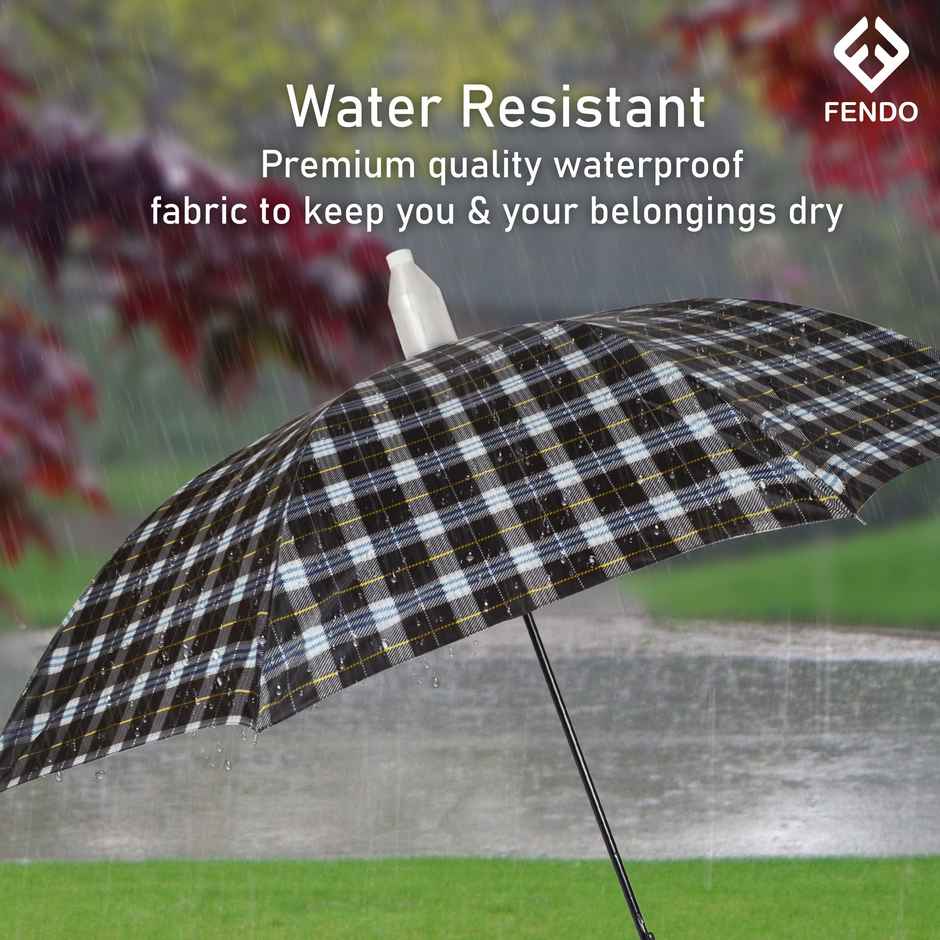 Fendo 23 inch Checks Straight Auto Open Umbrella Assorted