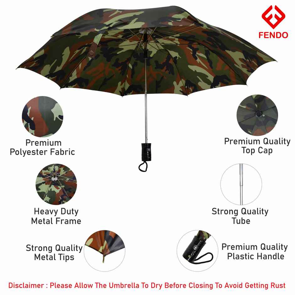 Fendo 2 Fold 24.5 inch Military-Silver Auto Open Umbrella