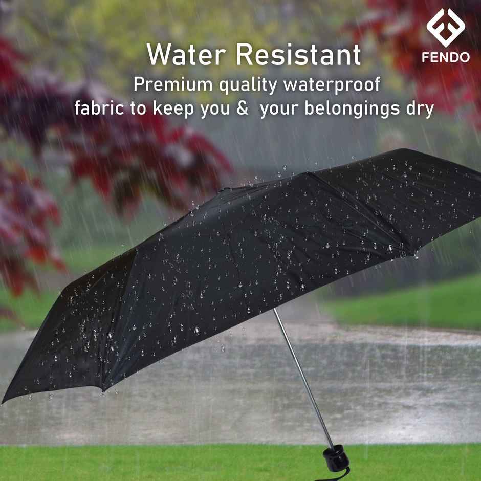 Fendo 3 Fold Hand Open 21.5 inch Black Umbrella